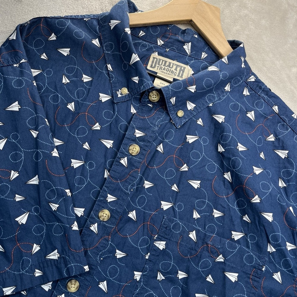 Duluth Trading Co Shirt Mens 3XL Relaxed Fit Short Sleeve Button Down AOP